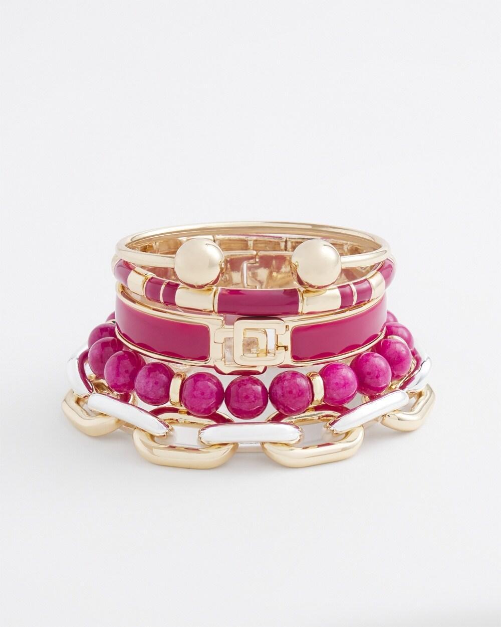 Magenta Beaded Stretch Bracelet Product Image