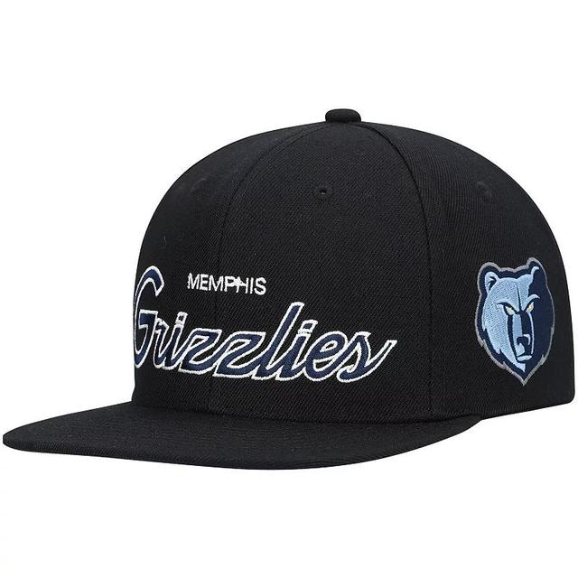 Mens Mitchell & Ness Black Memphis Grizzlies Hardwood Classics Script 2.0 Snapback Hat Product Image