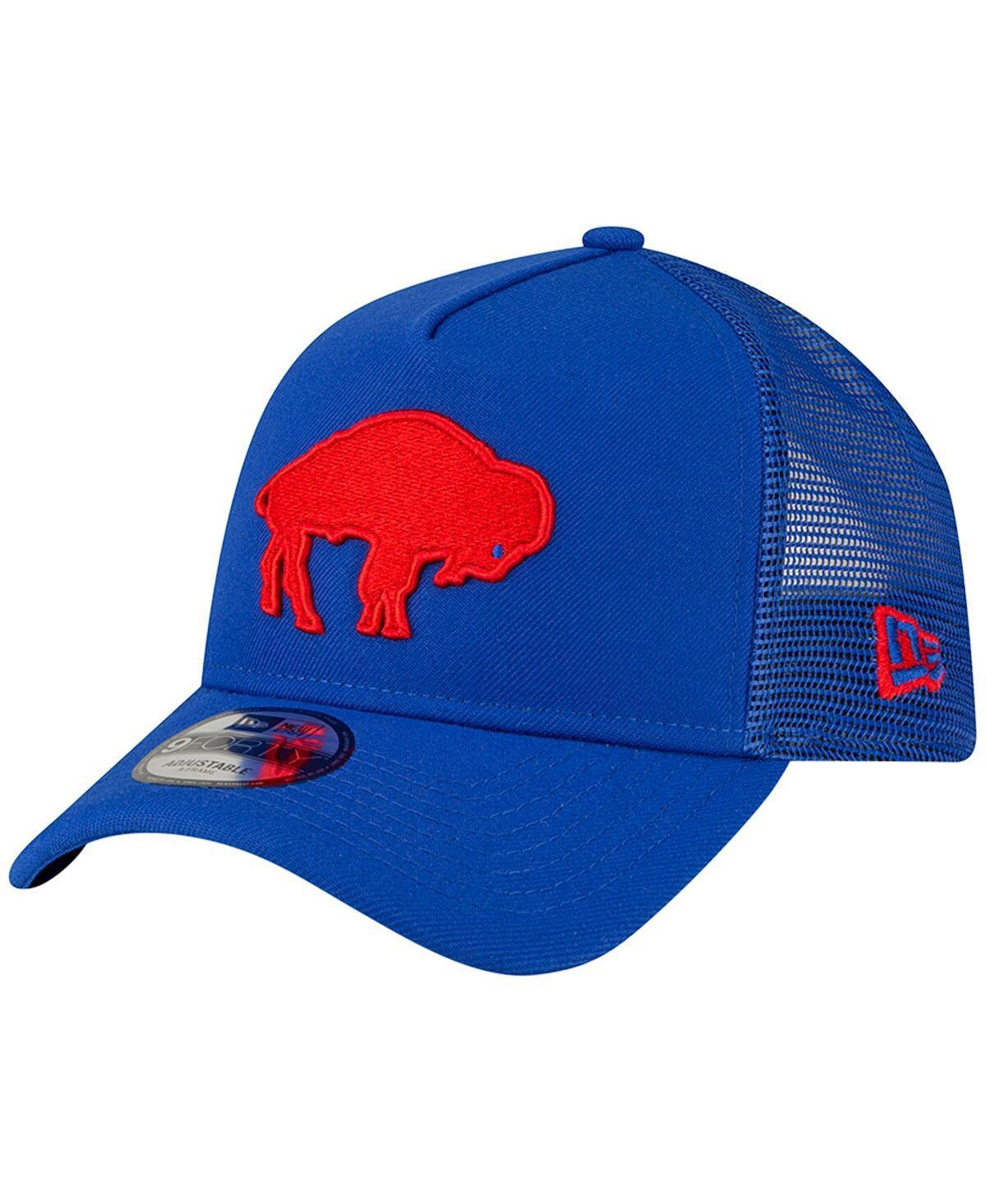 Men's New Era Royal Buffalo Bills Throwback Logo A-Frame Trucker 9FORTY Adjustable Hat Product Image