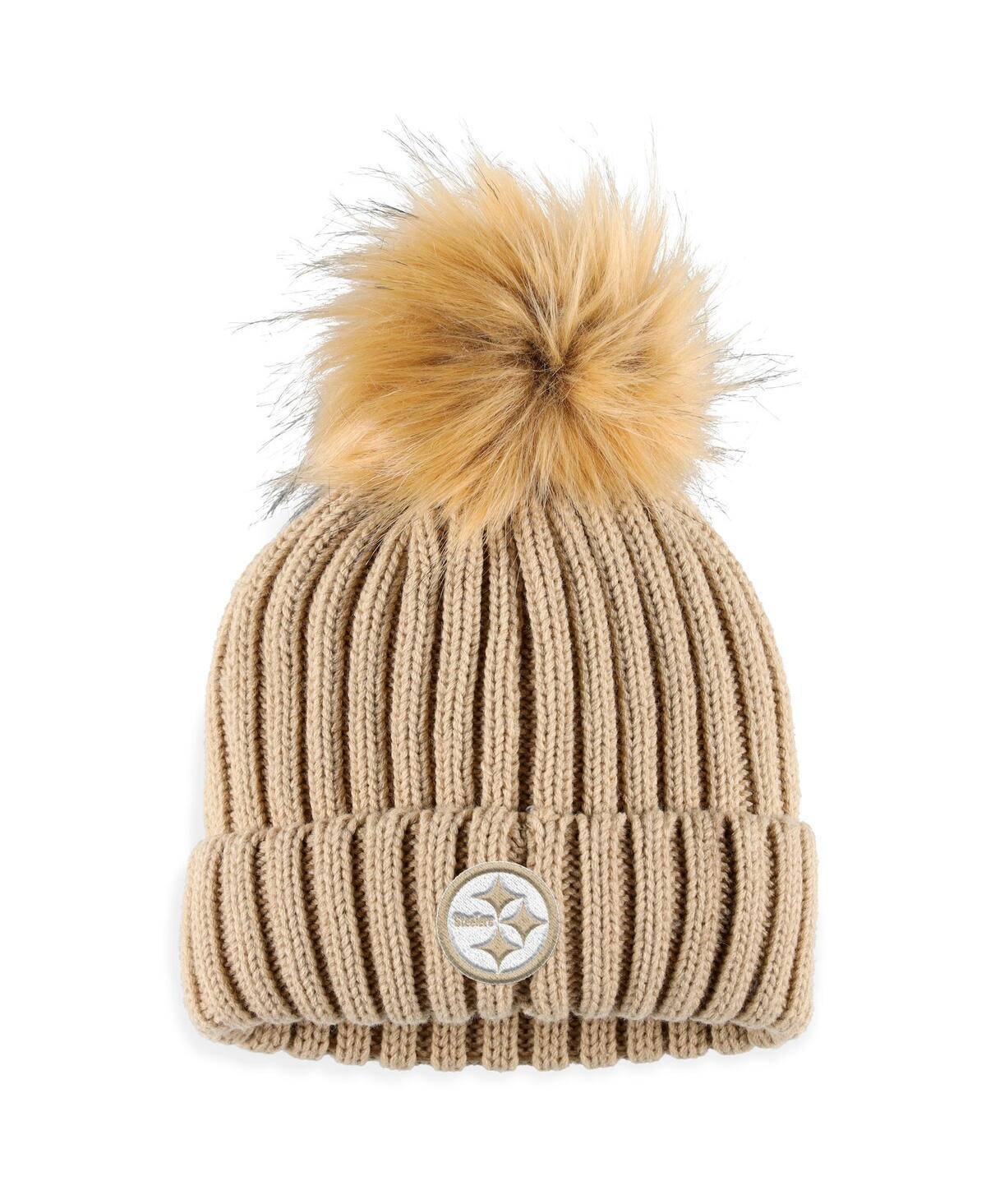 Womens Wear by Erin Andrews Natural Pittsburgh Steelers Neutral Cuffed Knit Hat with Pom Product Image