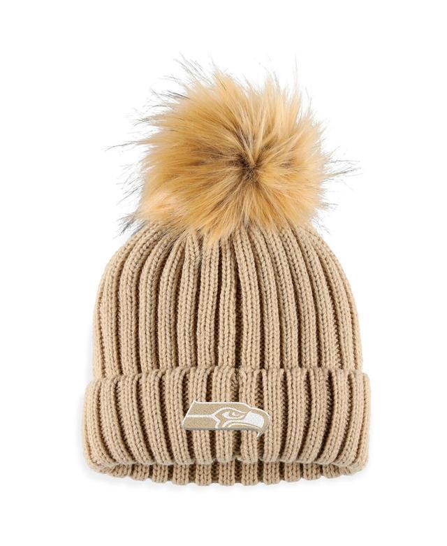 Womens WEAR by Erin Andrews Natural Seattle Seahawks Neutral Cuffed Knit Hat with Pom Product Image