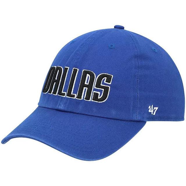 Mens 47 Royal Dallas Mavericks Clean Up Wordmark Adjustable Hat Product Image