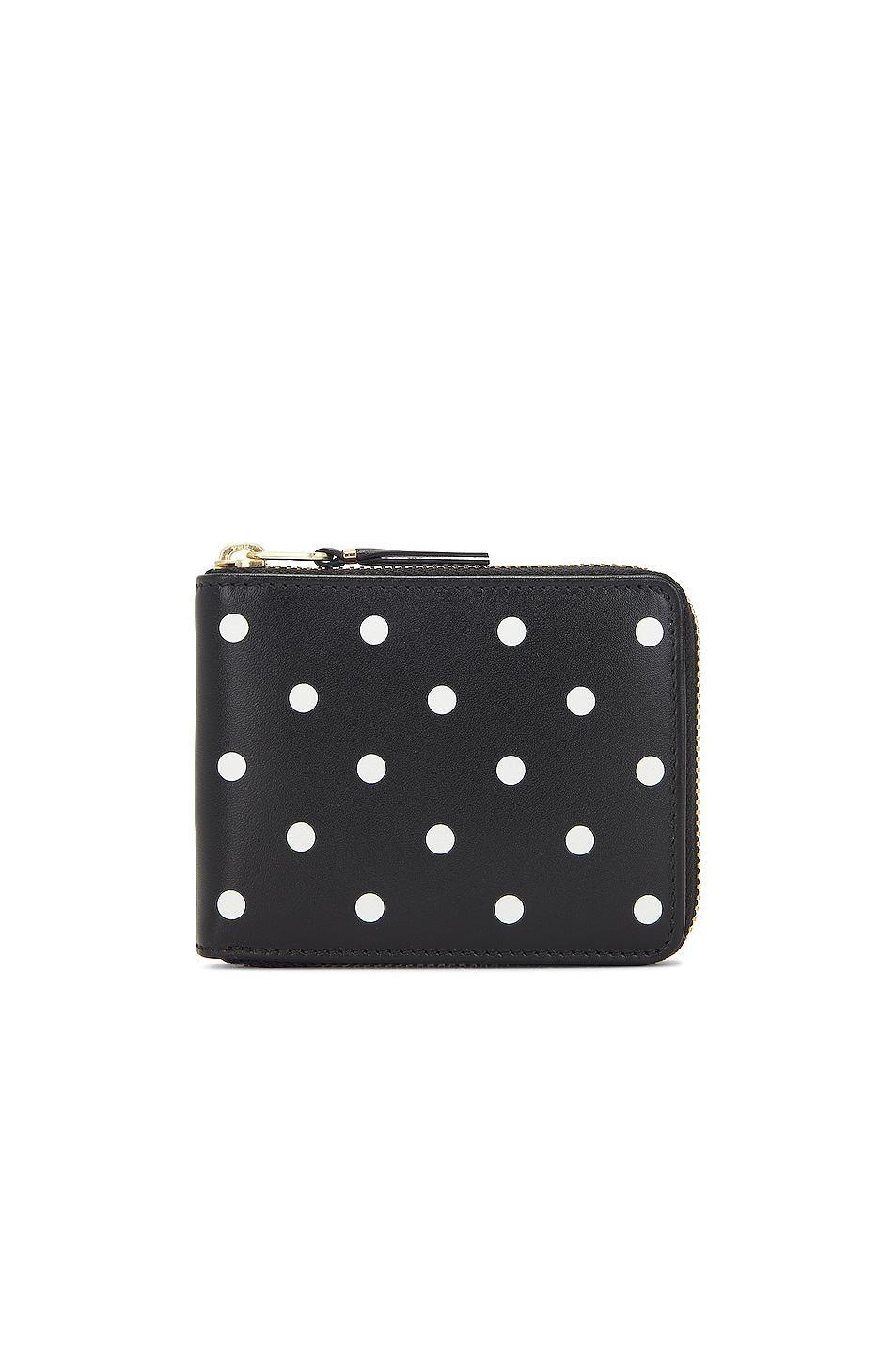 COMME des GARCONS Dots Printed Leather Zip Wallet Black.. Product Image