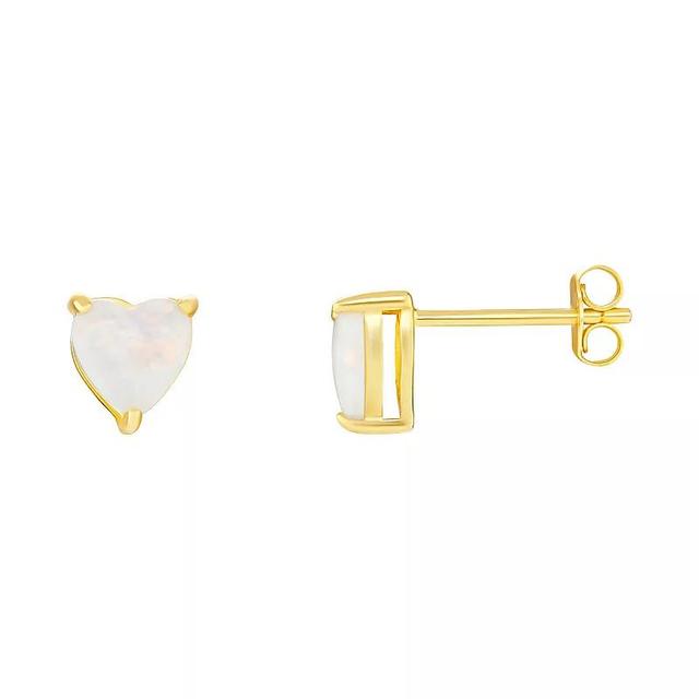 PRIMROSE 18k Gold Over Silver Opal Heart Stone Stud Earrings, Womens Yellow Product Image