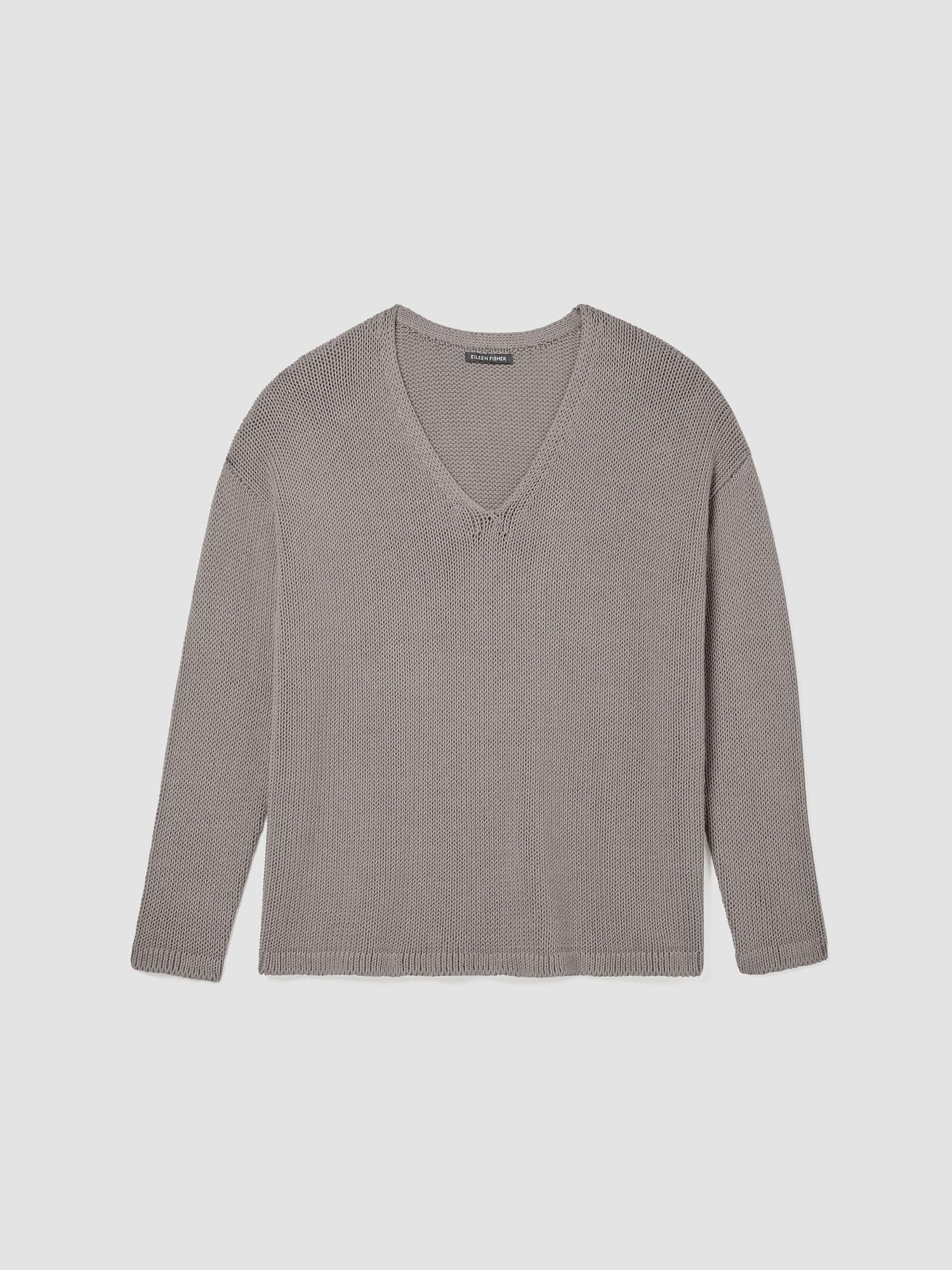 EILEEN FISHER Peruvian Organic Cotton Cord Jersey V-Neck Topfemale Product Image