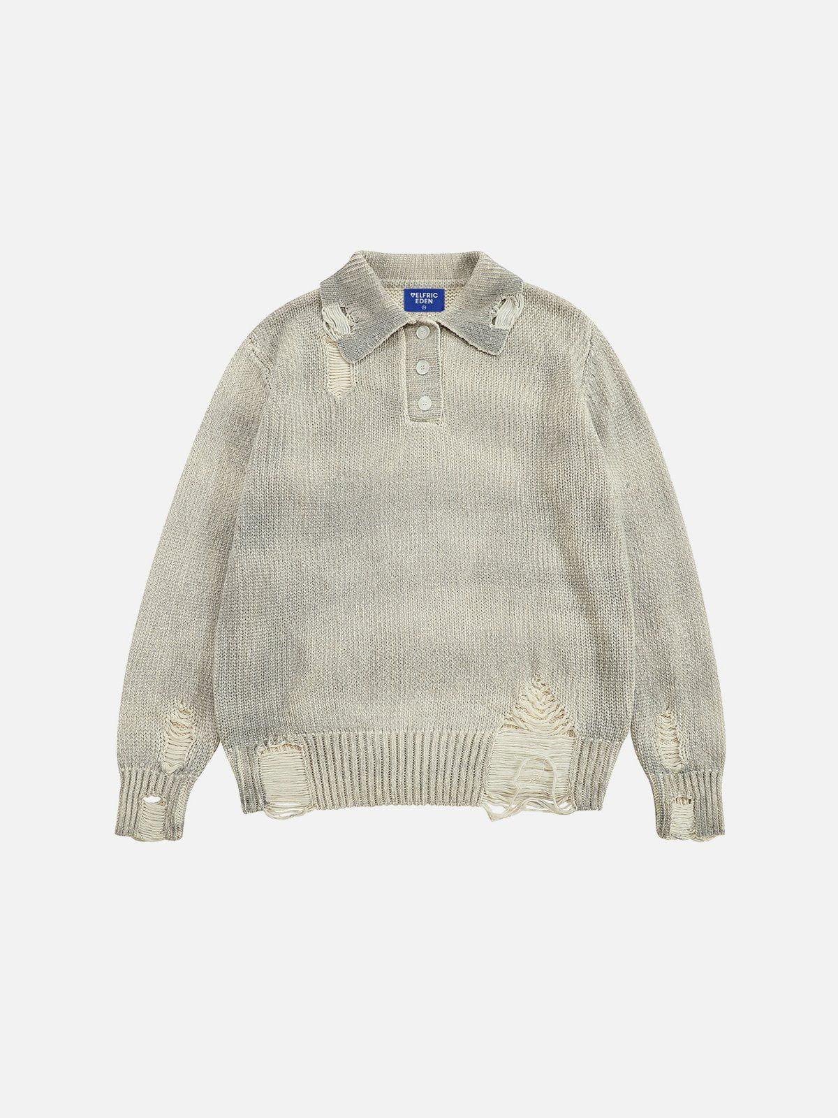 Aelfric Eden Distressed Washed Polo Sweater Product Image