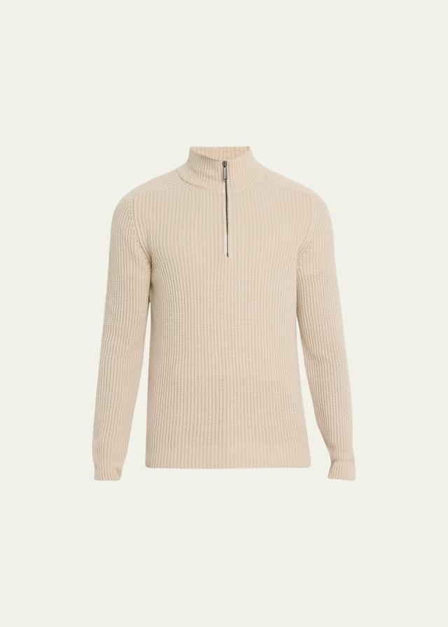 Mens Cashmere Rib Quarter-Zip Sweater Product Image