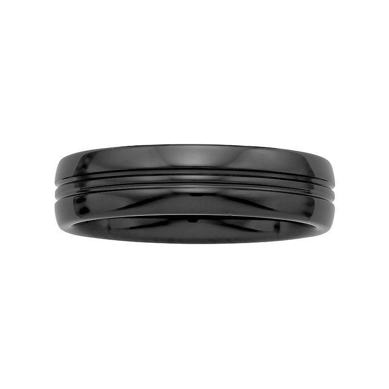 Boston Bay Diamonds Mens Black Ceramic Grooved Wedding Band Product Image