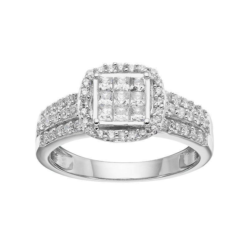 Simply Vera Vera Wang 14k White Gold 3/4 Carat T.W. Diamond Halo Engagement Ring, Womens 14k Whgold Product Image