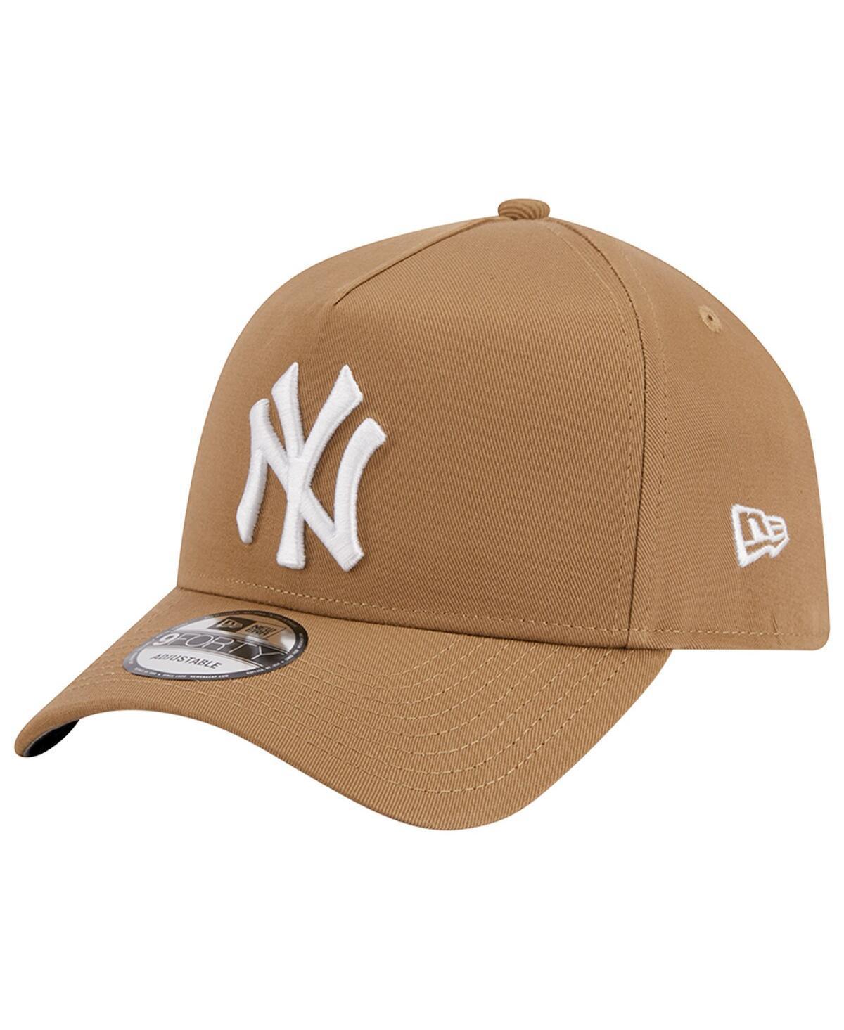 Mens New Era Khaki New York Yankees A-Frame 9FORTY Adjustable Hat, Beig/Green Product Image