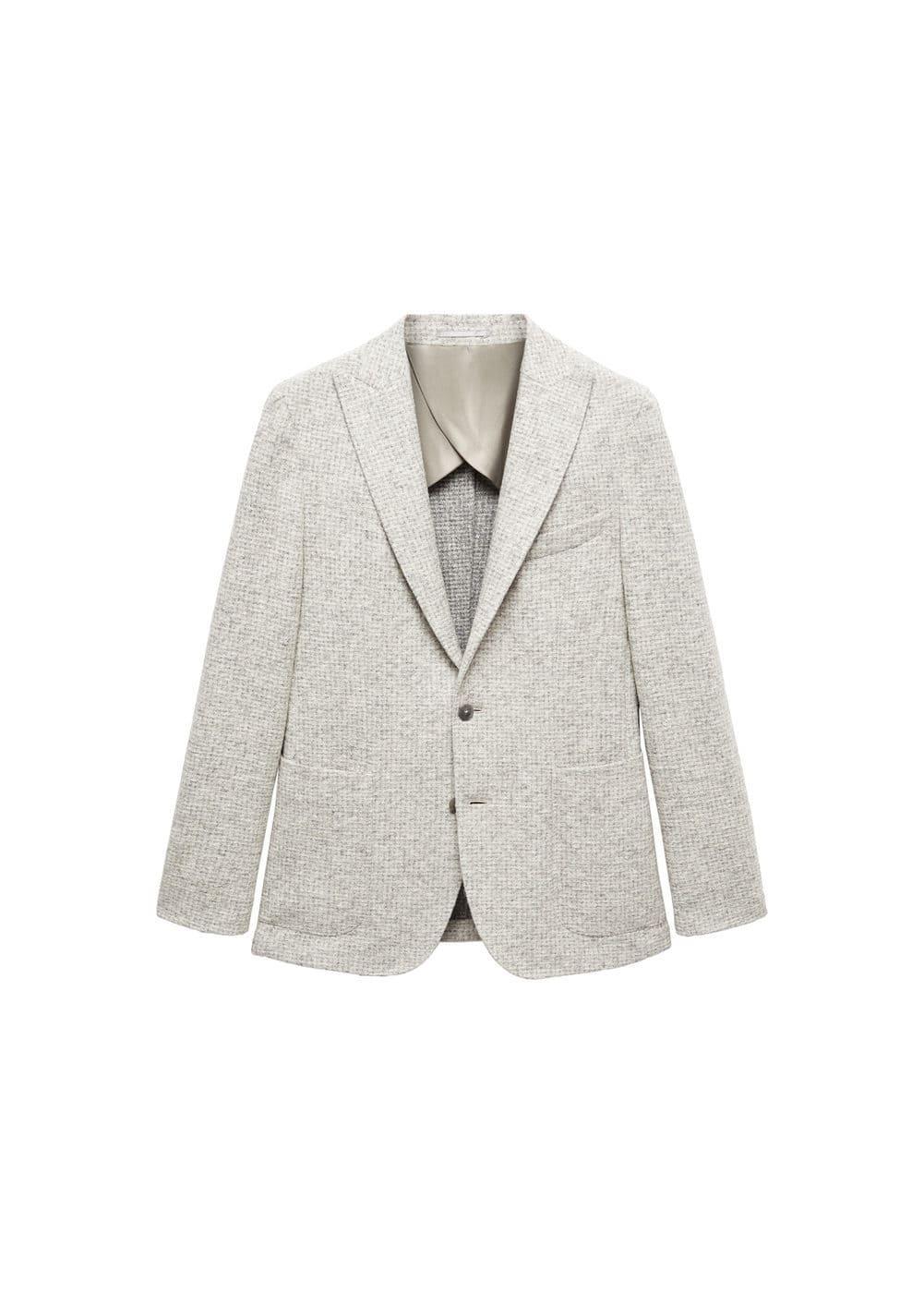 MANGO MAN - Virgin wool jacket in houndstooth wool beigeMen Product Image