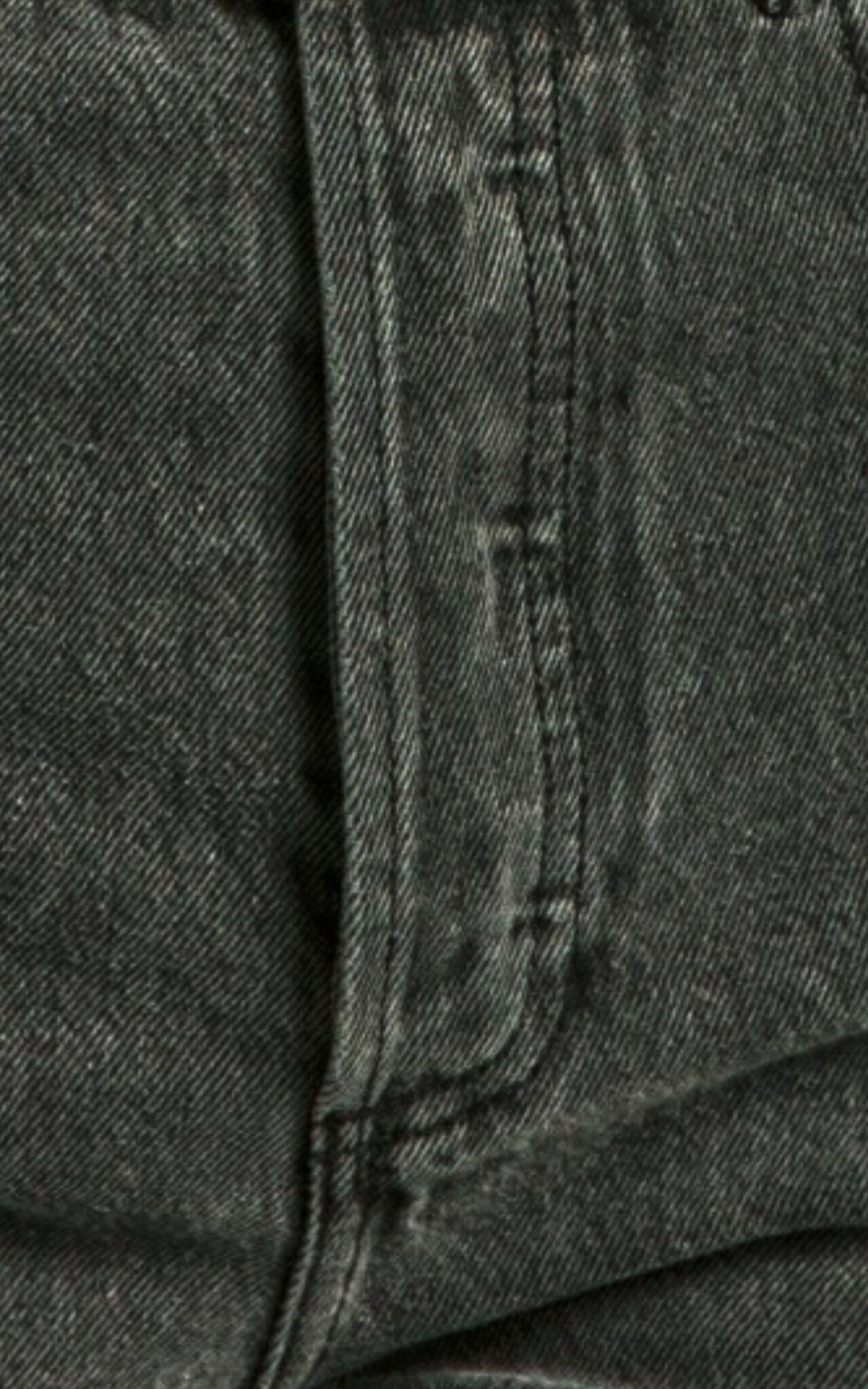 Zelrio Jeans - High Waisted Recycled Cotton Cropped Denim Jeans in Washed Black Product Image