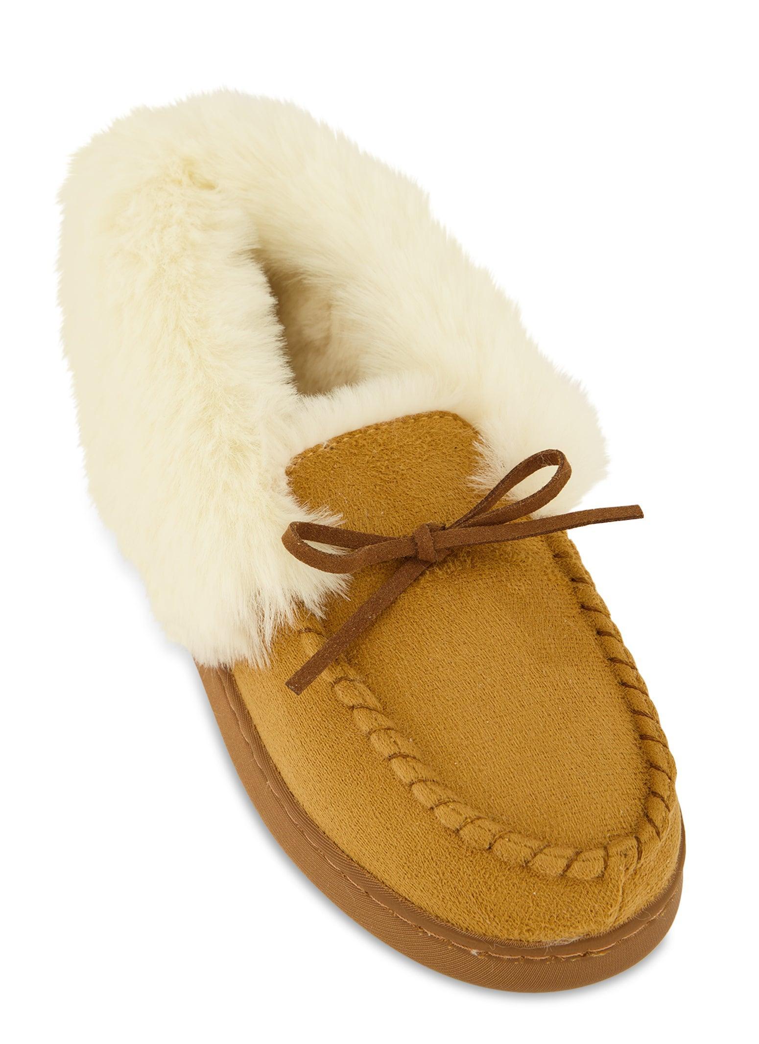 Womens Faux Fur Lined Moccasin Slippers product image