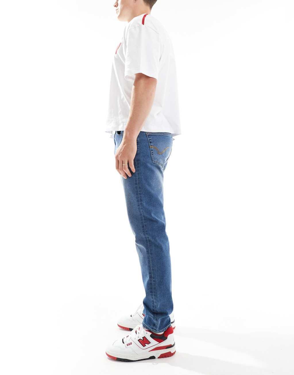 ONLY & SONS slim tapered jeans in mid blue wash Product Image