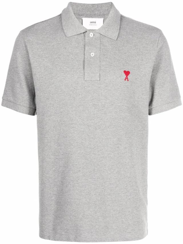 Ami De Coeur Organic Cotton Polo Shirt In Grey Product Image