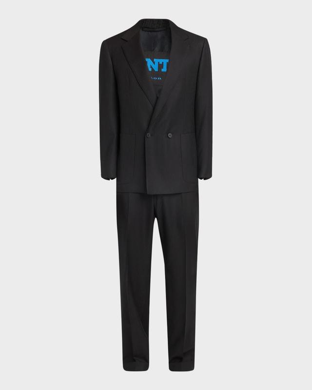 Mens Wool Tonal Stripe Double-Breasted Suit Product Image