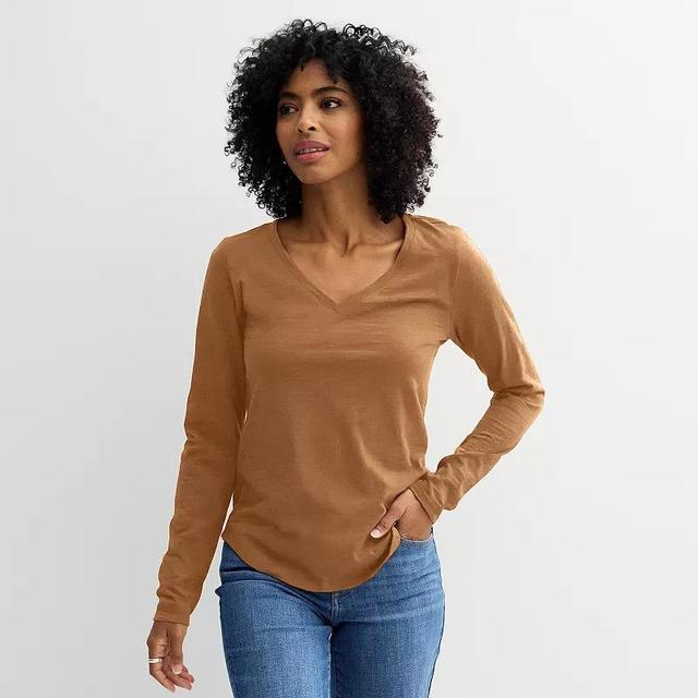 Womens Sonoma Goods For Life Everyday Long Sleeve V-Neck Tee Product Image