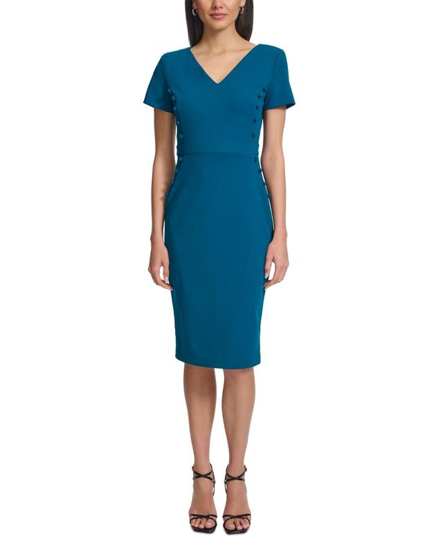 Women's Short-Sleeve V-Neck Sheath Dress Product Image