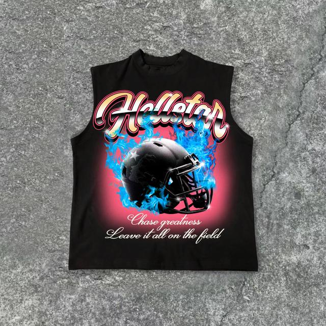 Hellstar-Hot-Blooded Helmet Flame Print Pattern Cotton Tank Top Product Image