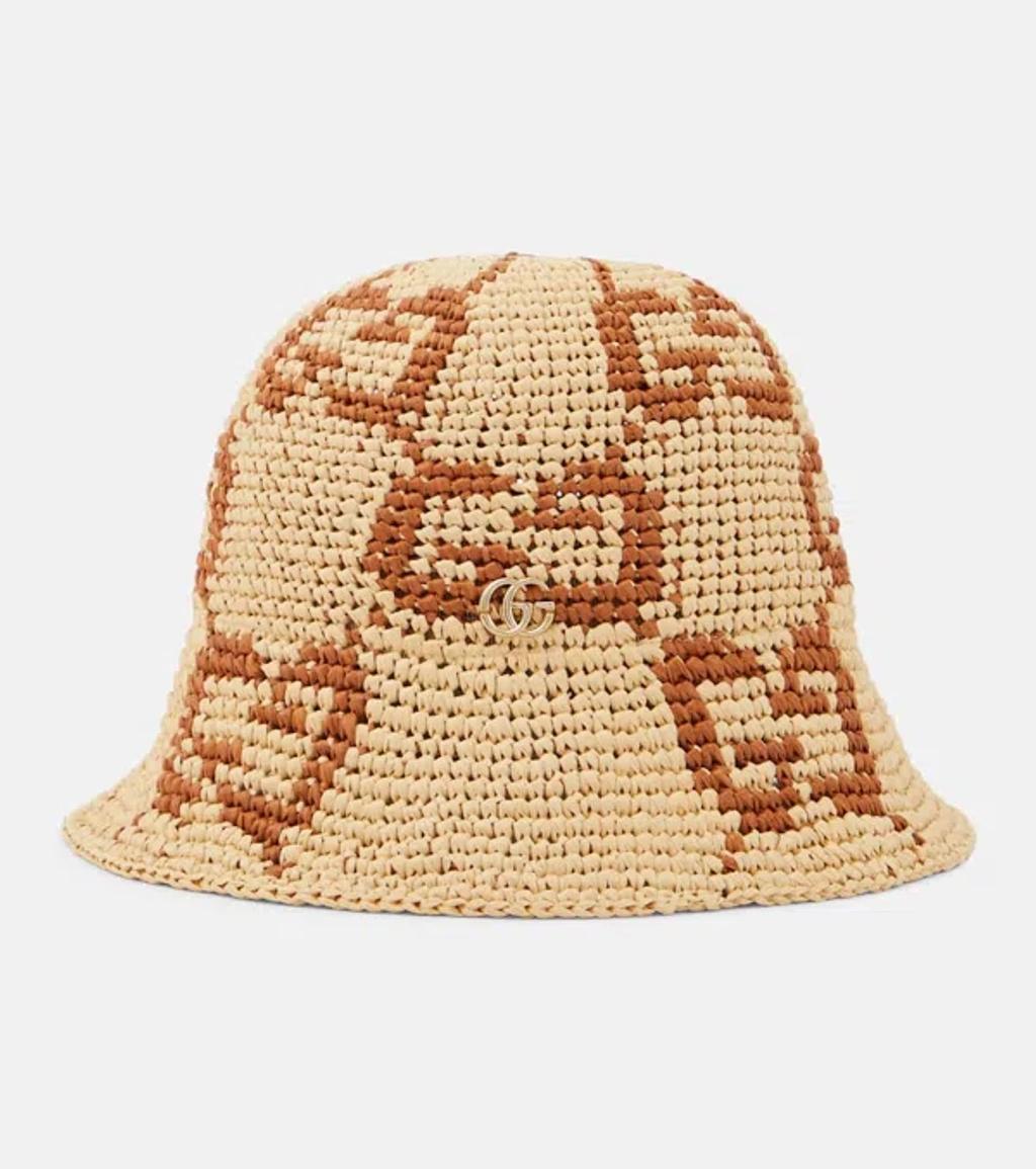 GUCCI Gg Raffia-effect Cloche Hat In Cream Product Image