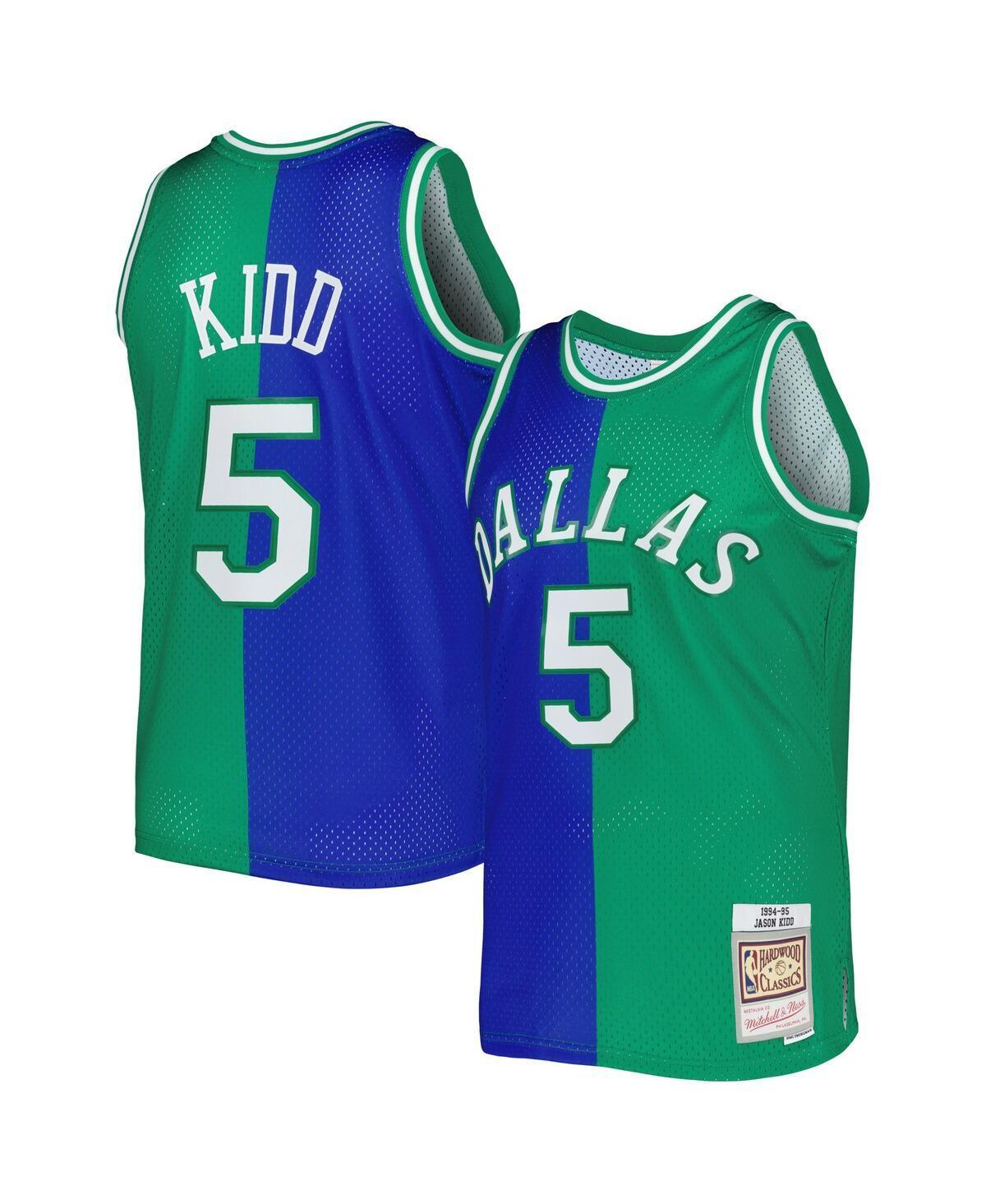 Mens Mitchell & Ness Jason Kidd Blue, Green Dallas Mavericks Hardwood Classics 1994-95 Split Swingman Jersey - Blue, Green Product Image