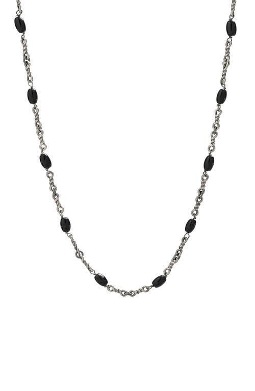 Mens Sterling Silver & Black Onyx Twisted Cable Chain Necklace Product Image