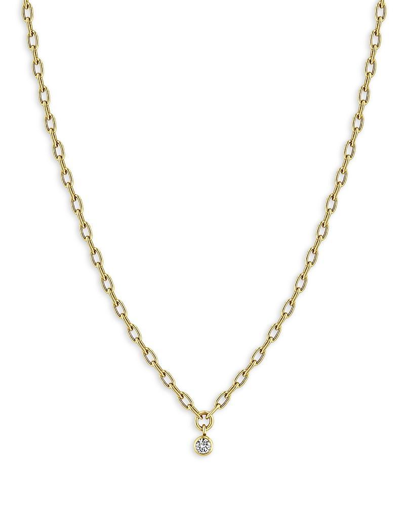 Womens 14K Yellow Gold & Bezel Diamond Chain Necklace Product Image