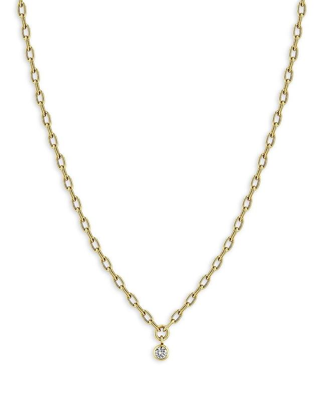 Womens 14K Yellow Gold & Bezel Diamond Chain Necklace Product Image