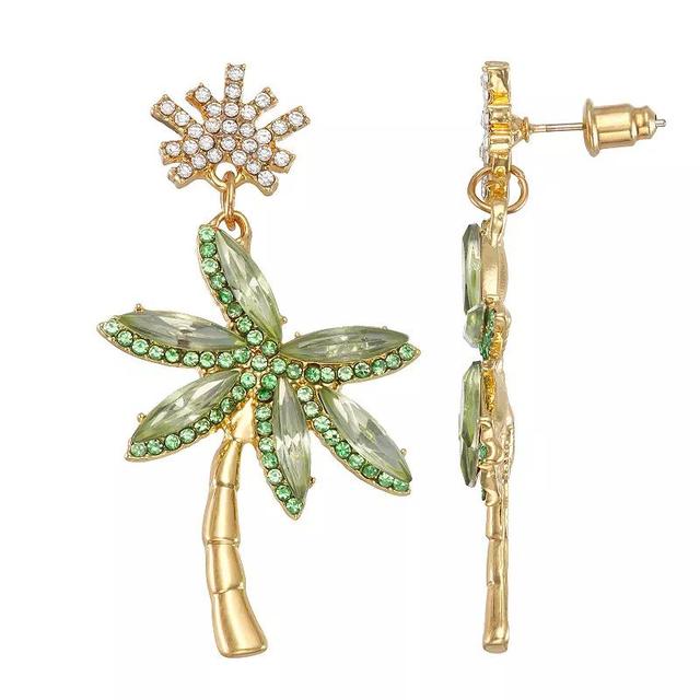 Celebrate Together Gold Tone Palm Tree Drop Earrings, Womens, Green Product Image