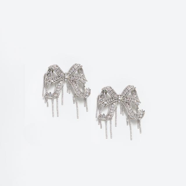 Crystal Embellished Bow Earrings Product Image