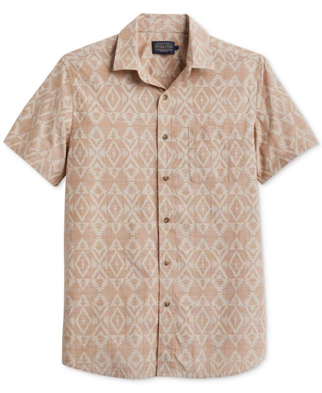 Pendleton Mens Deacon Chambray Tile Print Short Sleeve Button-Front Shirt Product Image