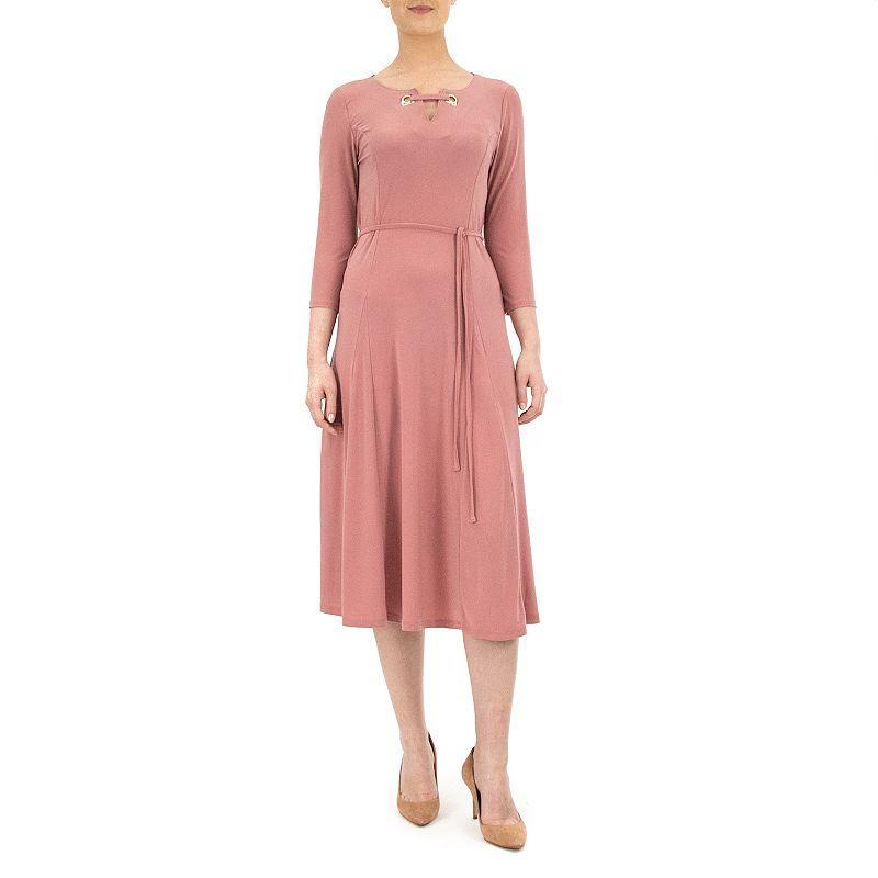 Womens Nina Leonard Grommet-Detail Midi Dress Brt Pink Product Image