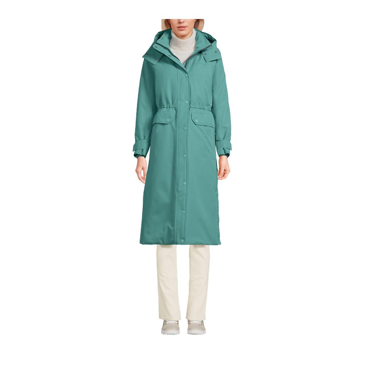 Petite Lands End Expedition Down Waterproof Long Winter Coat, Womens Blue Shadow Product Image