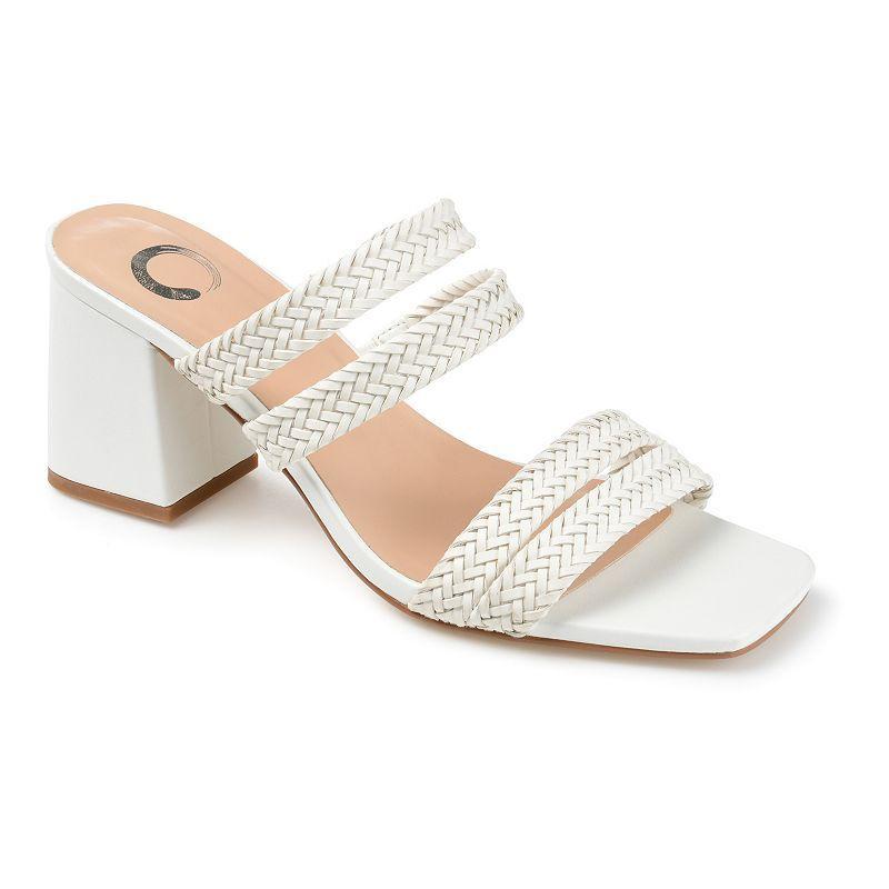Journee Collection Natia Womens Block Heel Sandals White Product Image