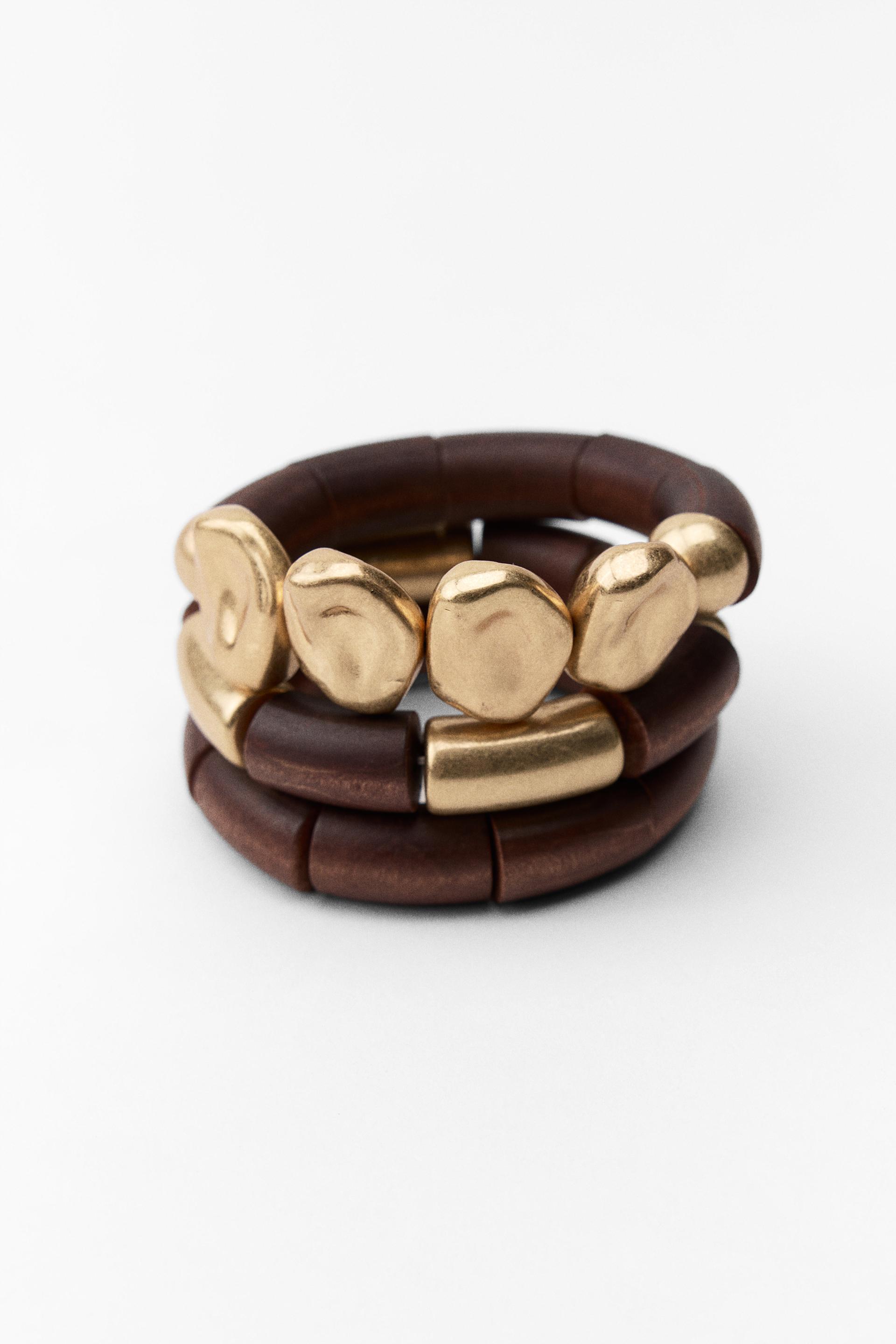 3-PACK OF ELASTIC WOOD BRACELETS Product Image