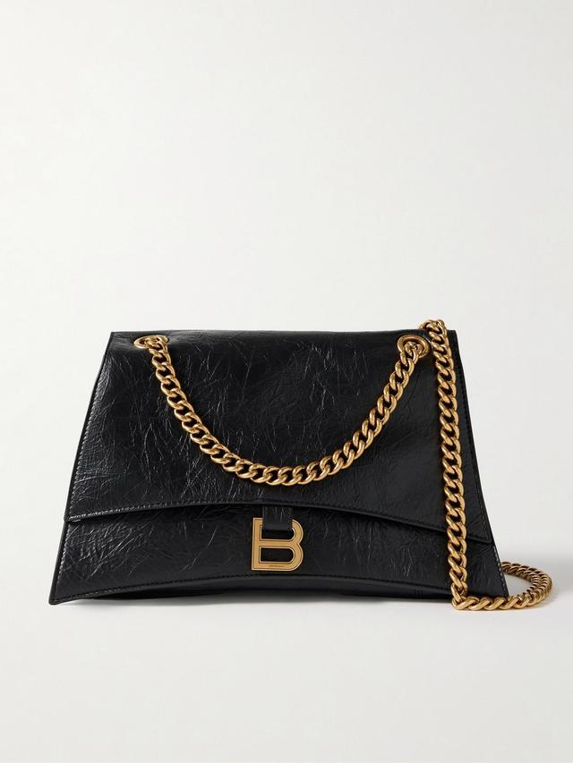 Crush Small Crinkled Leather Shoulder Bag In Black Product Image