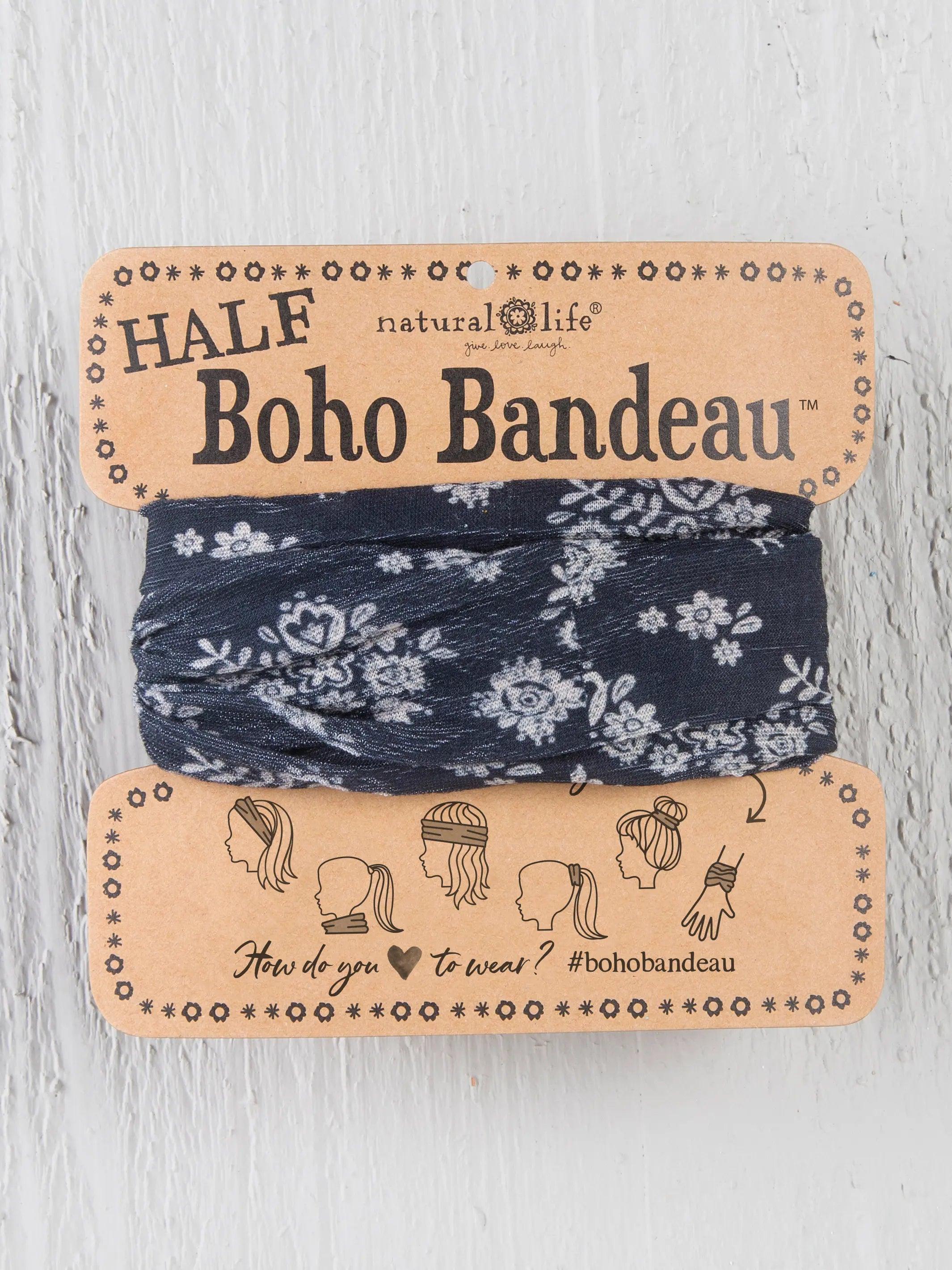 Half Boho Bandeau® Headband - Black Cream Floral Product Image