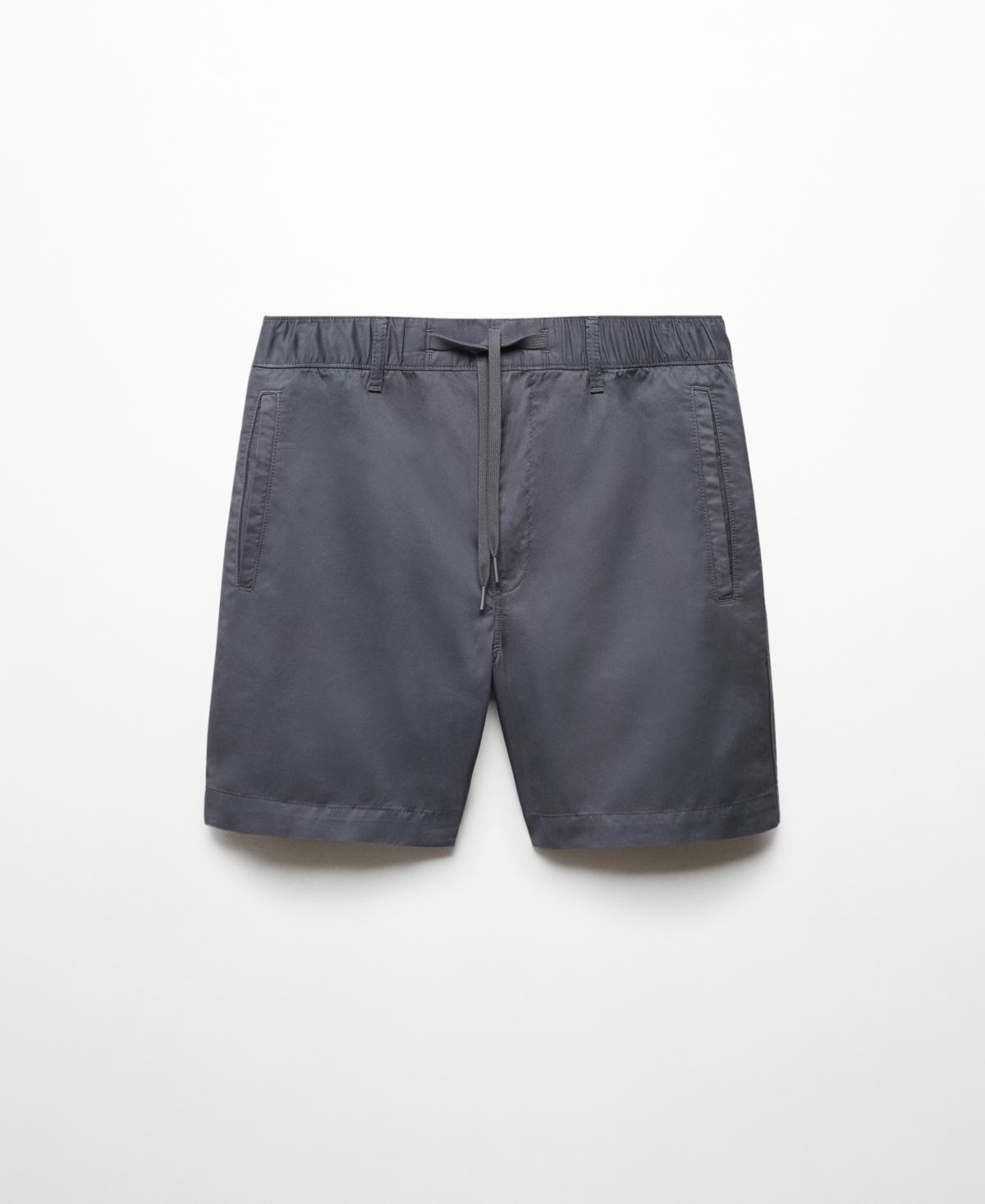 MANGO MAN - 100% cotton drawstring Bermuda shorts indigo blueMen Product Image