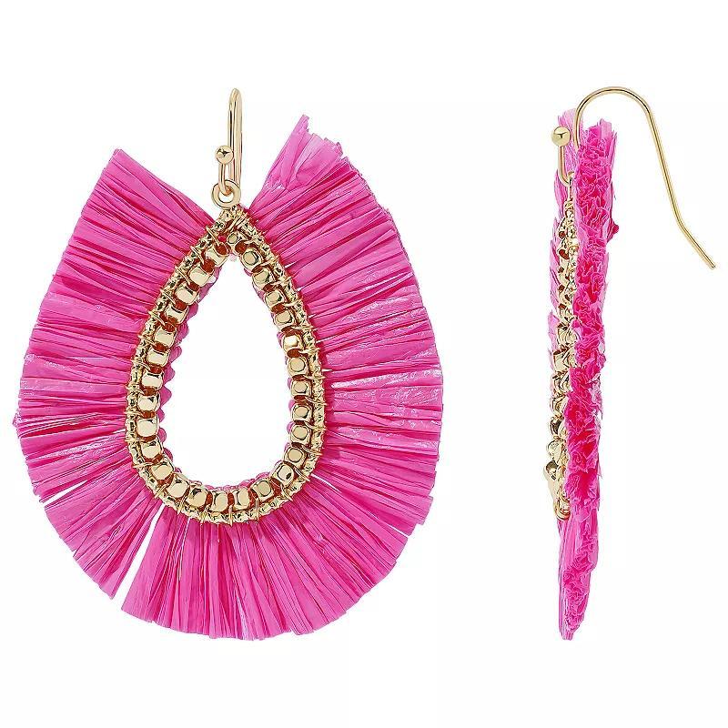 Sonoma Goods For Life Gold Tone Pink Raffia Oval Drop Earrings, Womens Product Image