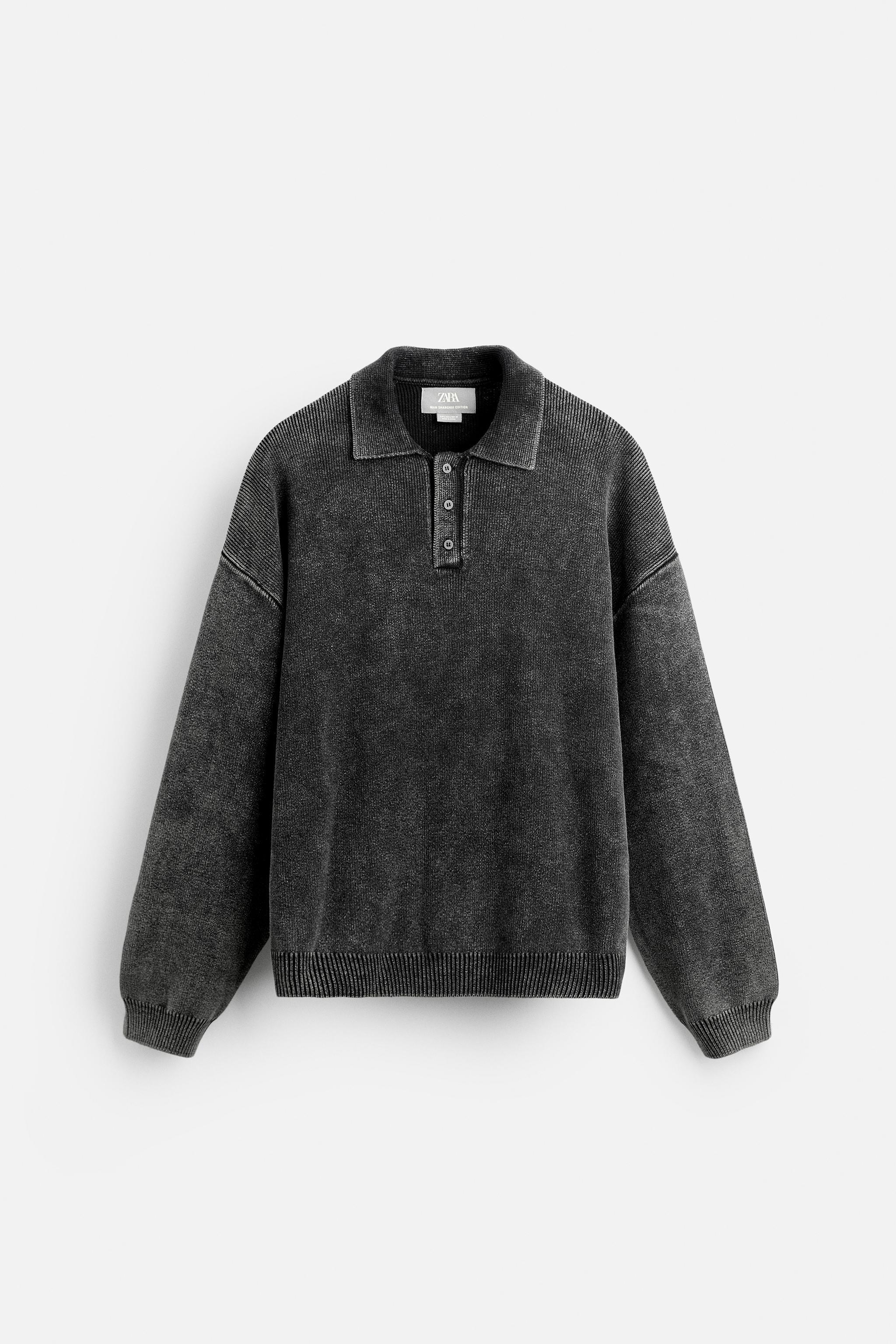 WASHED EFFECT KNIT POLO SHIRT Product Image