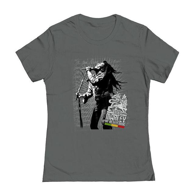 Juniors Bob Marley Hit Me Graphic Tee, Girls Grey Product Image