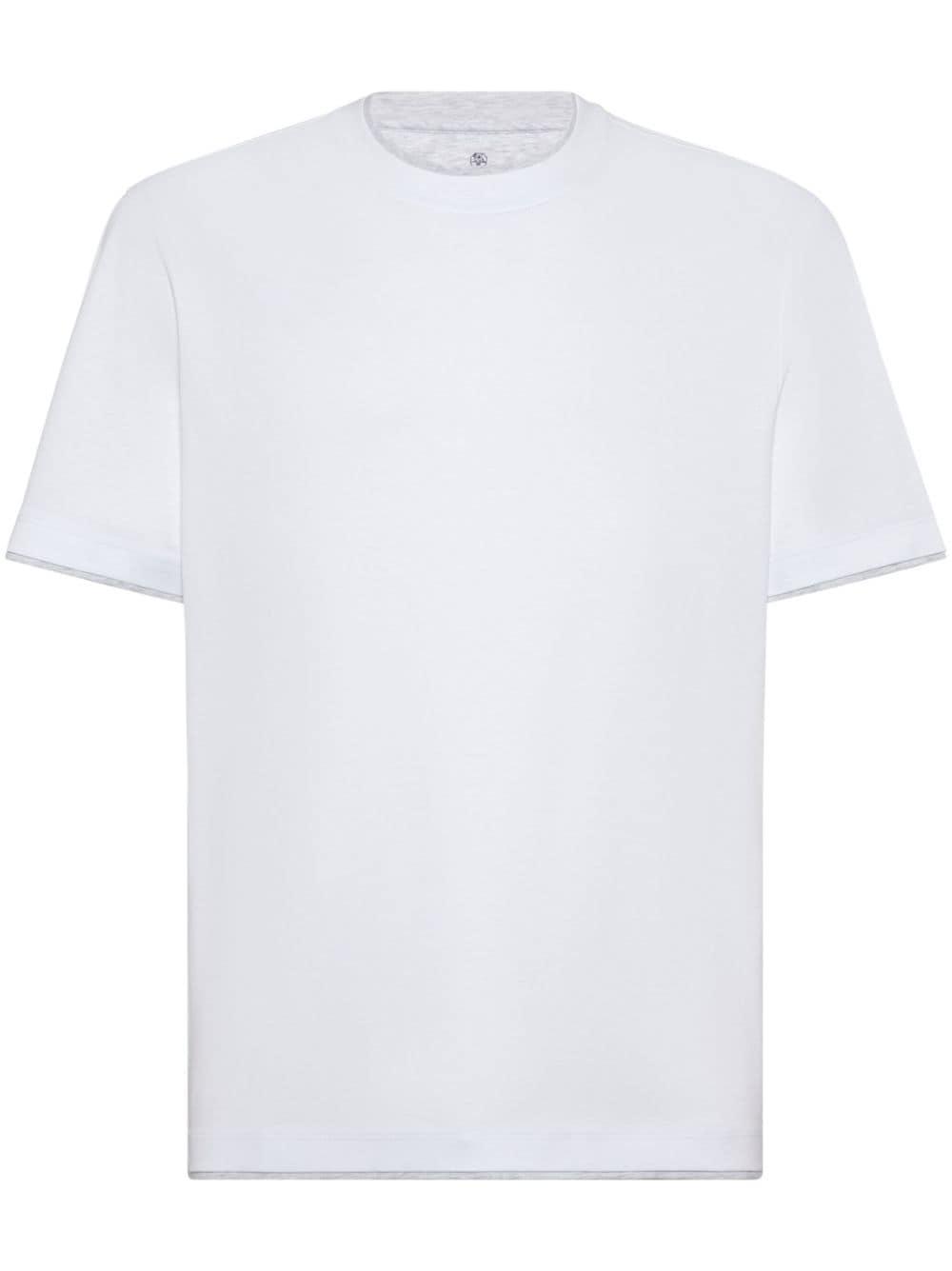 BRUNELLO CUCINELLI Double-layer Cotton T-shirt In White Product Image