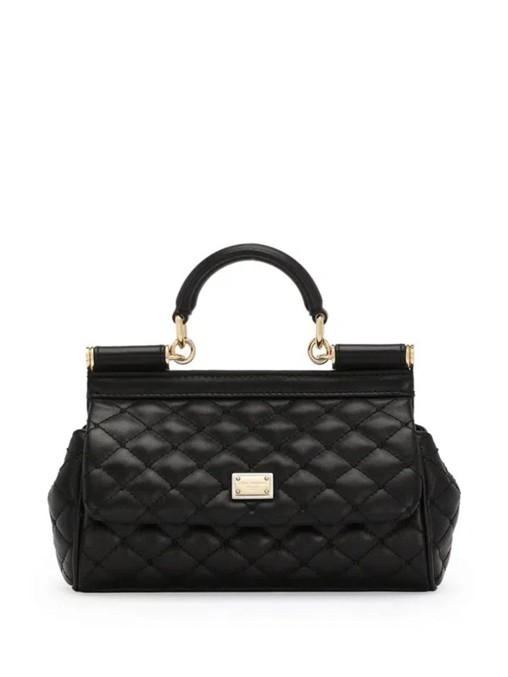 DOLCE & GABBANA Elongated Sicily Quilted Lambskin Crossbody Bag In Black Product Image