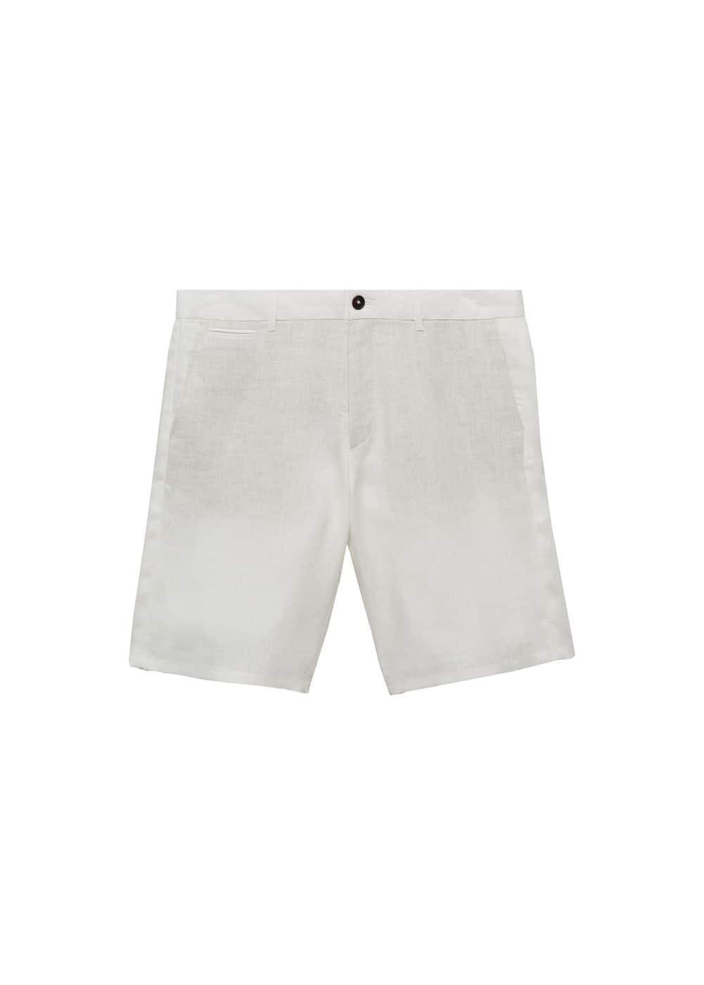 MANGO MAN - Slim fit 100% linen Bermuda shorts whiteMen Product Image