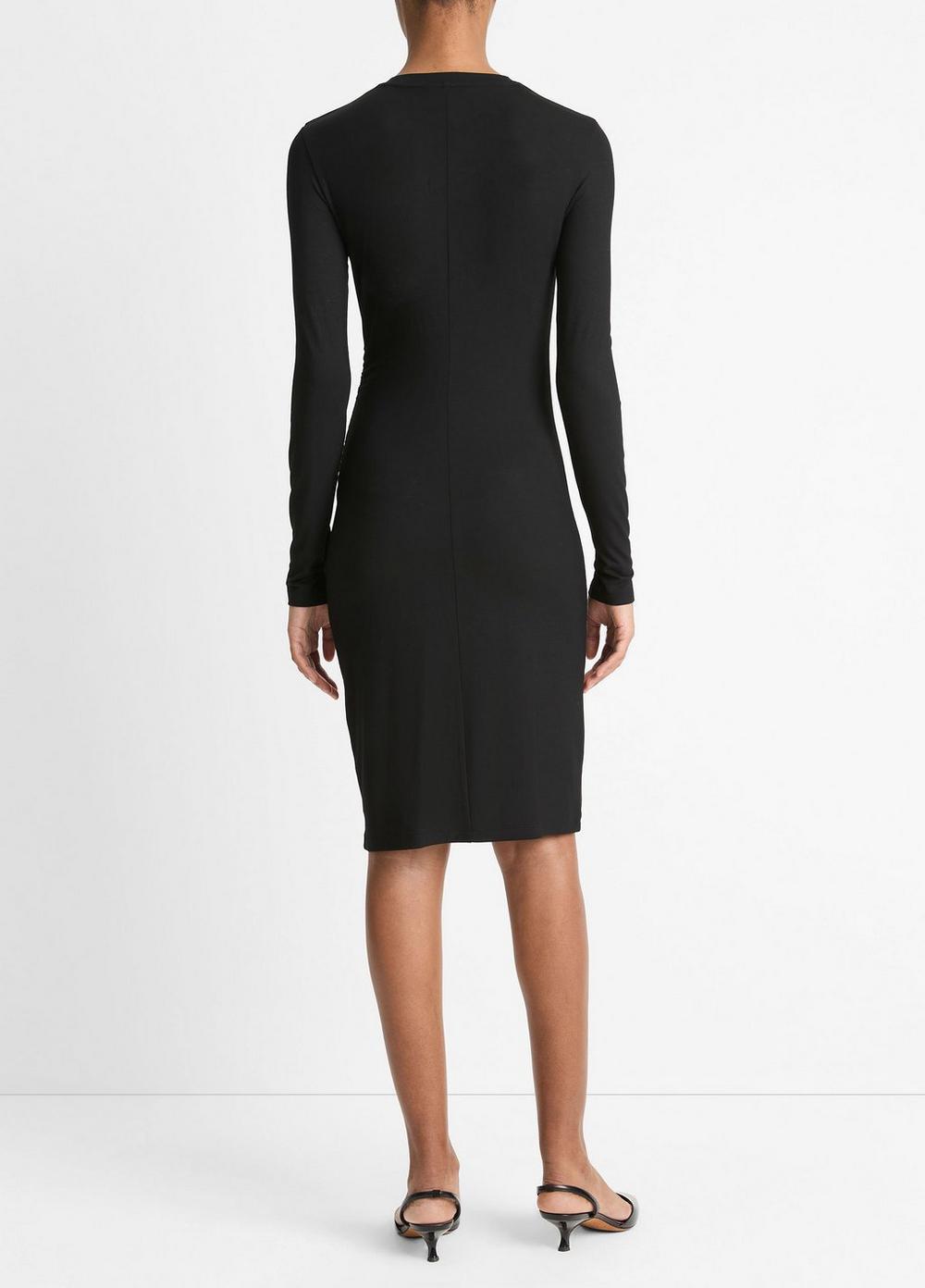 Draped Long-Sleeve Short Dress Product Image