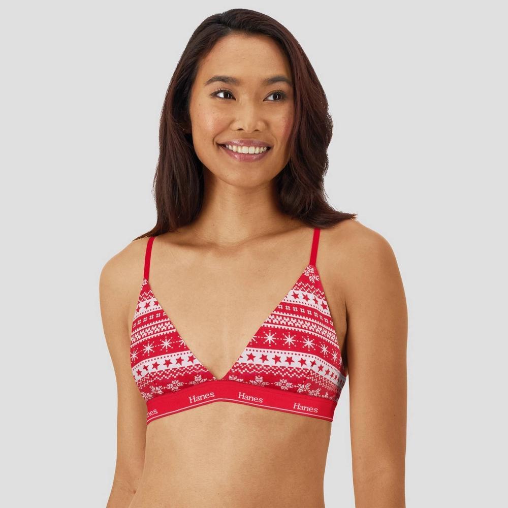 Hanes Women's 2pk Holiday Triangle Bra MHO102 - Red/Emerald Green XXL Product Image