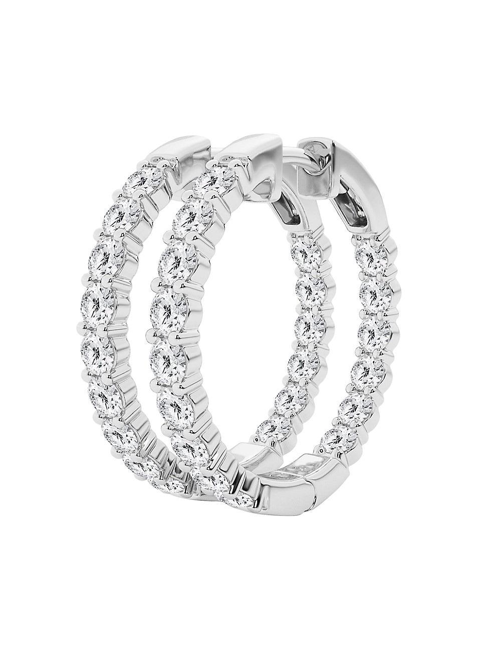 Womens 14K White Gold & 4 TCW Diamond Inside-Out Hoop Earrings Product Image