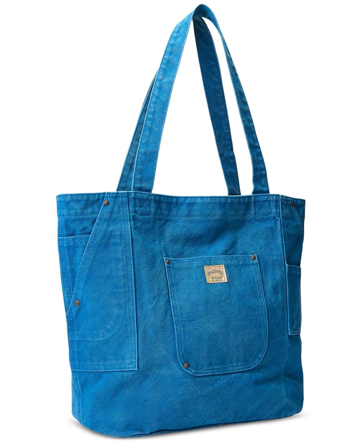 Men's Canvas Workwear Tote Bag In Washed Blue Product Image