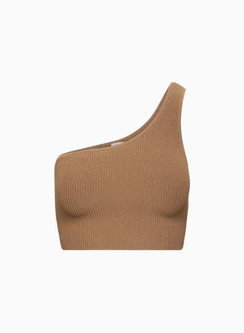 sculpt knit one-shoulder cropped tank Product Image