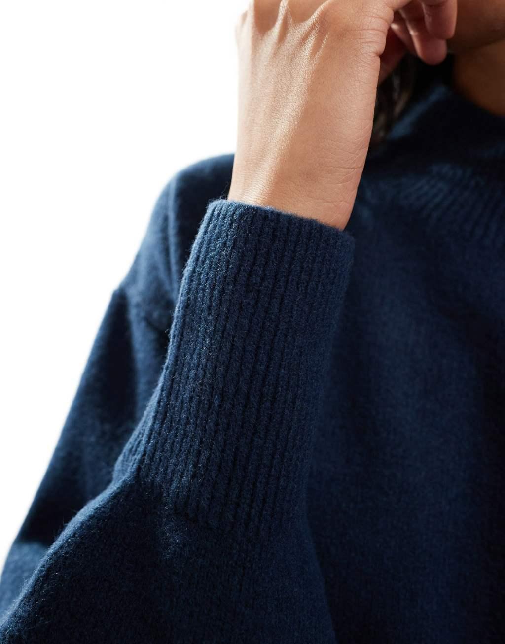 & Other Stories mock neck sweater in dark blue Product Image